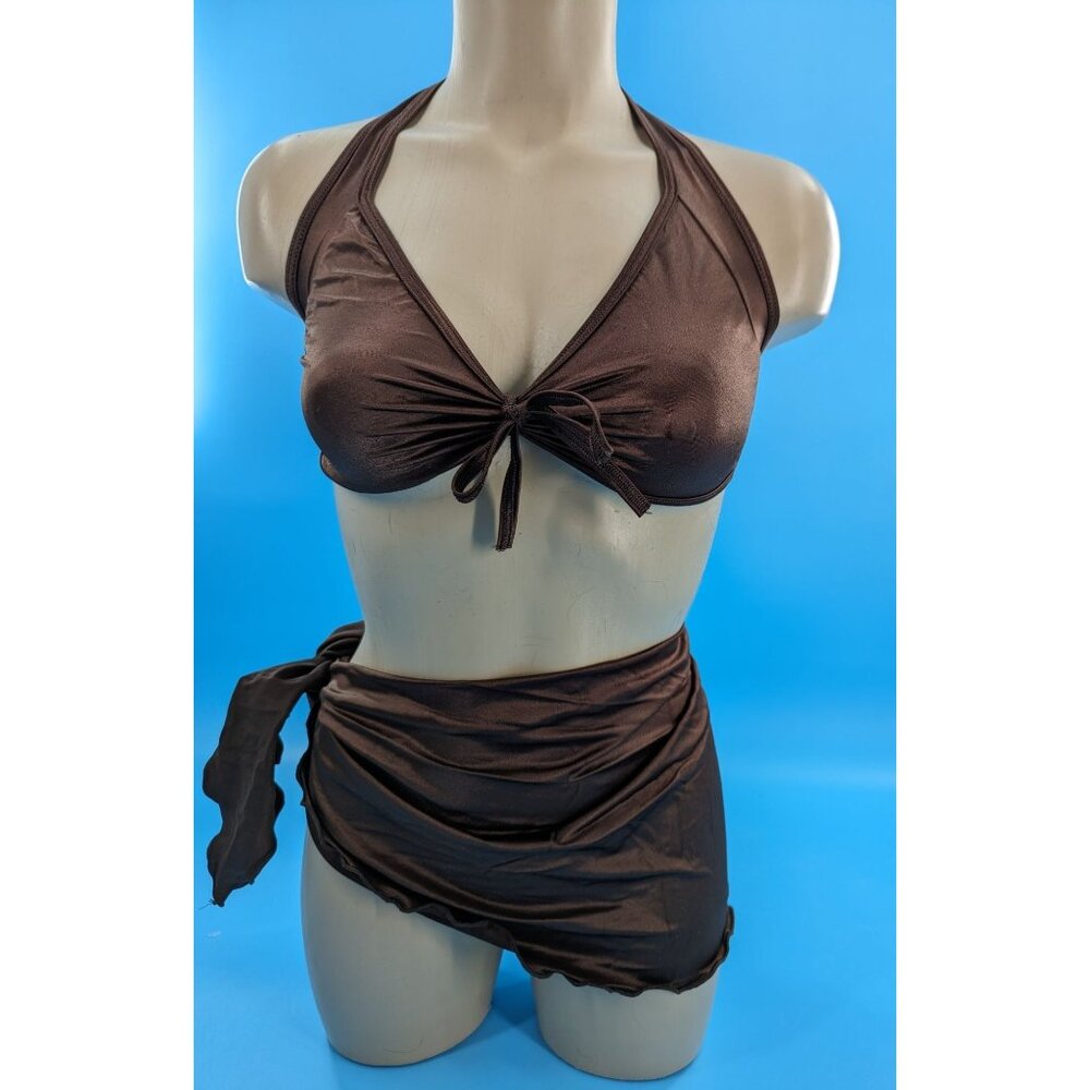 BODYZONE CONVERTIBLES brown halter‎ top and scarf skirt gogo dancer